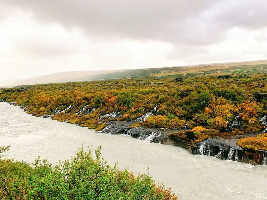 The lava waterfalls in Iceland - Hraunfossar