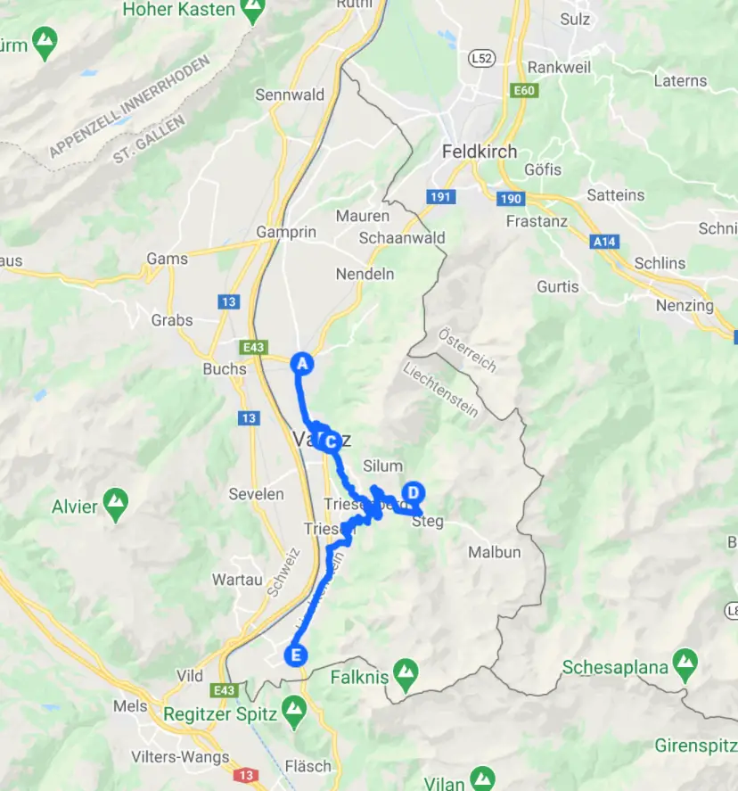 Liechtenstein driving map