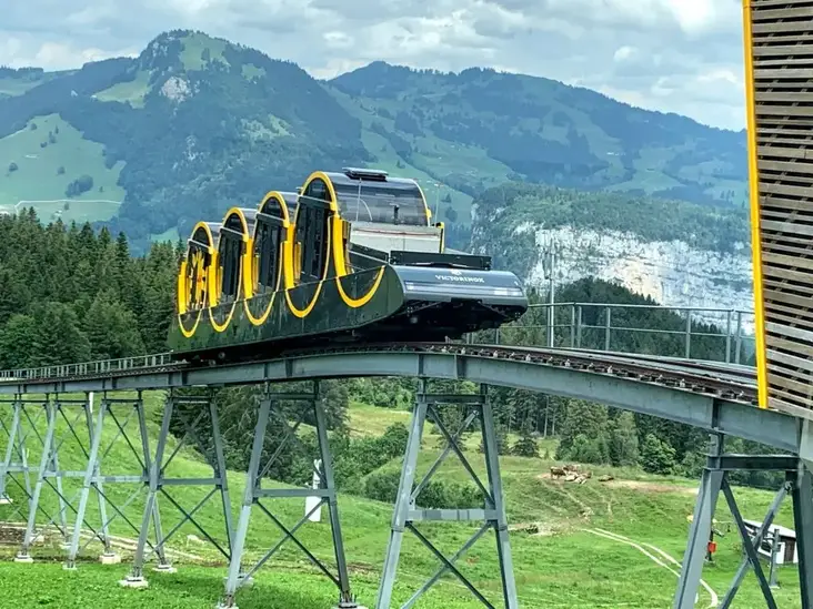 Stoos steepest funicular in the world. Bachalpsee - stunning off beat, non touristy places in Switzerland. Bachalpsee - stunning off beat, non touristy places in Switzerland